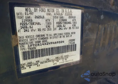 1997 Ford Ranger Splash/Xlt z USA, uszkodzony, nr VIN 1FTCR14X2VPA69304